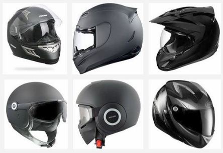 Différents modèles de casque de moto